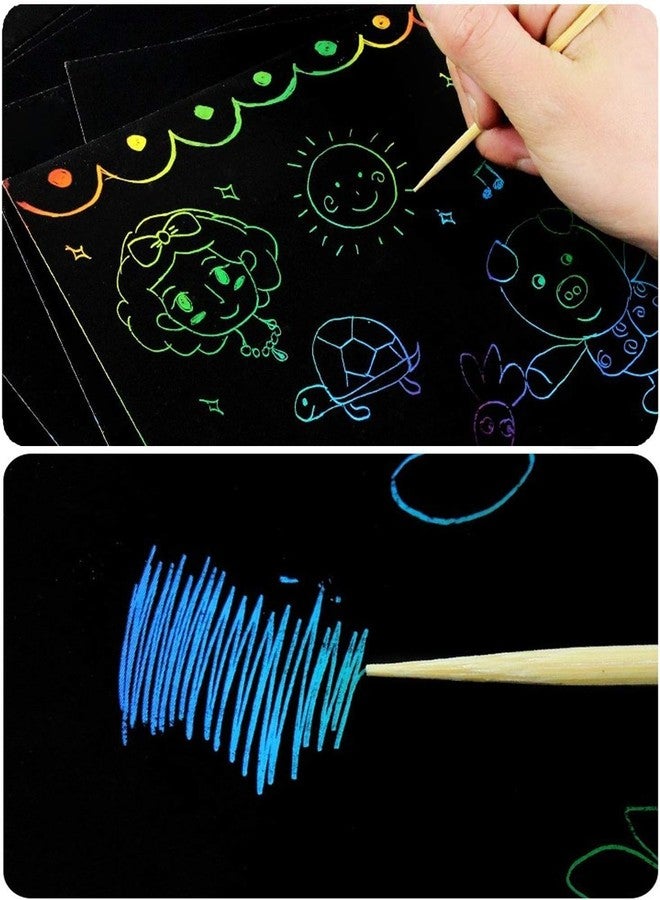 Evissa Paper Scratch Note Colorful Magic Art Craft Kit Includes Multicolour | Birthday Return Gifts For Kids Scratch Book For Stationary Kit For Birthday, Return Gift Aged 3-12 | Pack Of 8 - Image 4